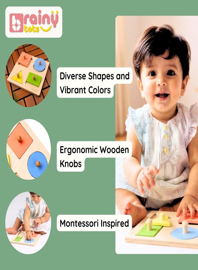 Brainytots 4 Shapes Puzzle | Teaches Shape Recognition, Sorting & Problem Solving | Montessori Wooden Puzzle for Babies and Toddlers | Enhances Fine & Gross Motor Skills | Smooth Edges And Soft Finish - Image 2